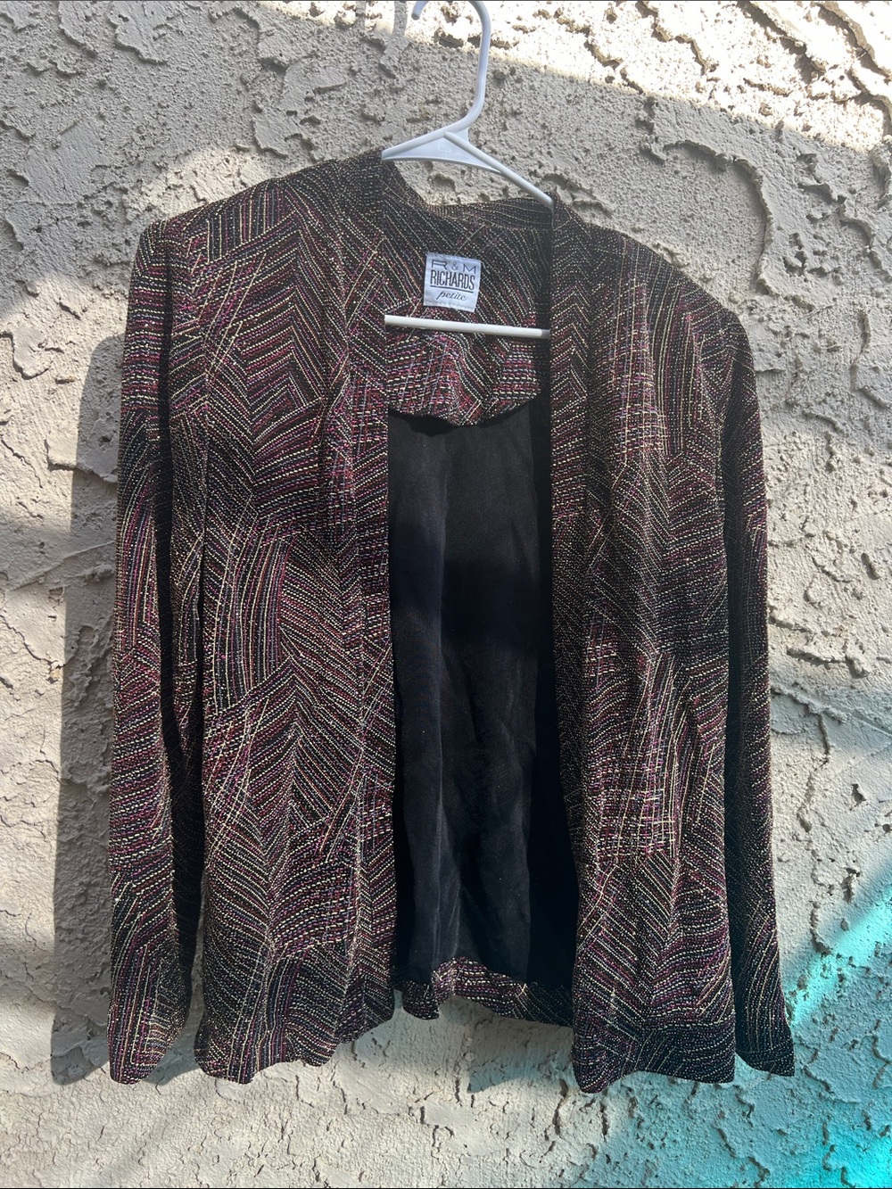R&M Richards Black Blazer with Multicolor Metallic Thread Accents